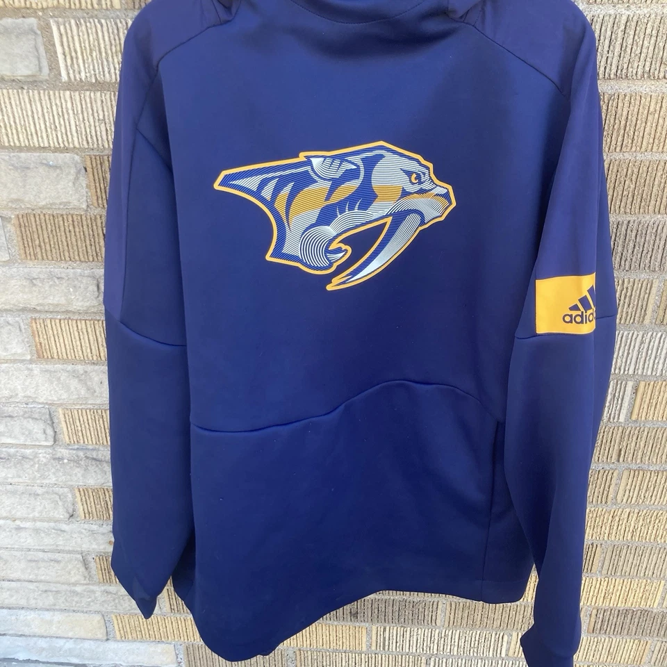 Nashville Predators Mens XL Adidas Hoodie Blue NHL Hockey Long Sleeve Sweatshirt - Image 2 of 4