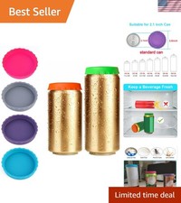 6 Pack Silicone Soda Can Lids, 6 Color BPA-Free Reusable Silicone Can Covers,...