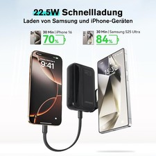 20000mAh Power Bank Built-in Cables USB-C Fast Portable Charger Battery Pack