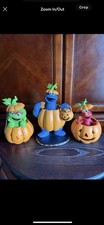 Sesame Street Halloween Pumpkin Figurines Elmo Oscar Cookie Monster Sets Of 3