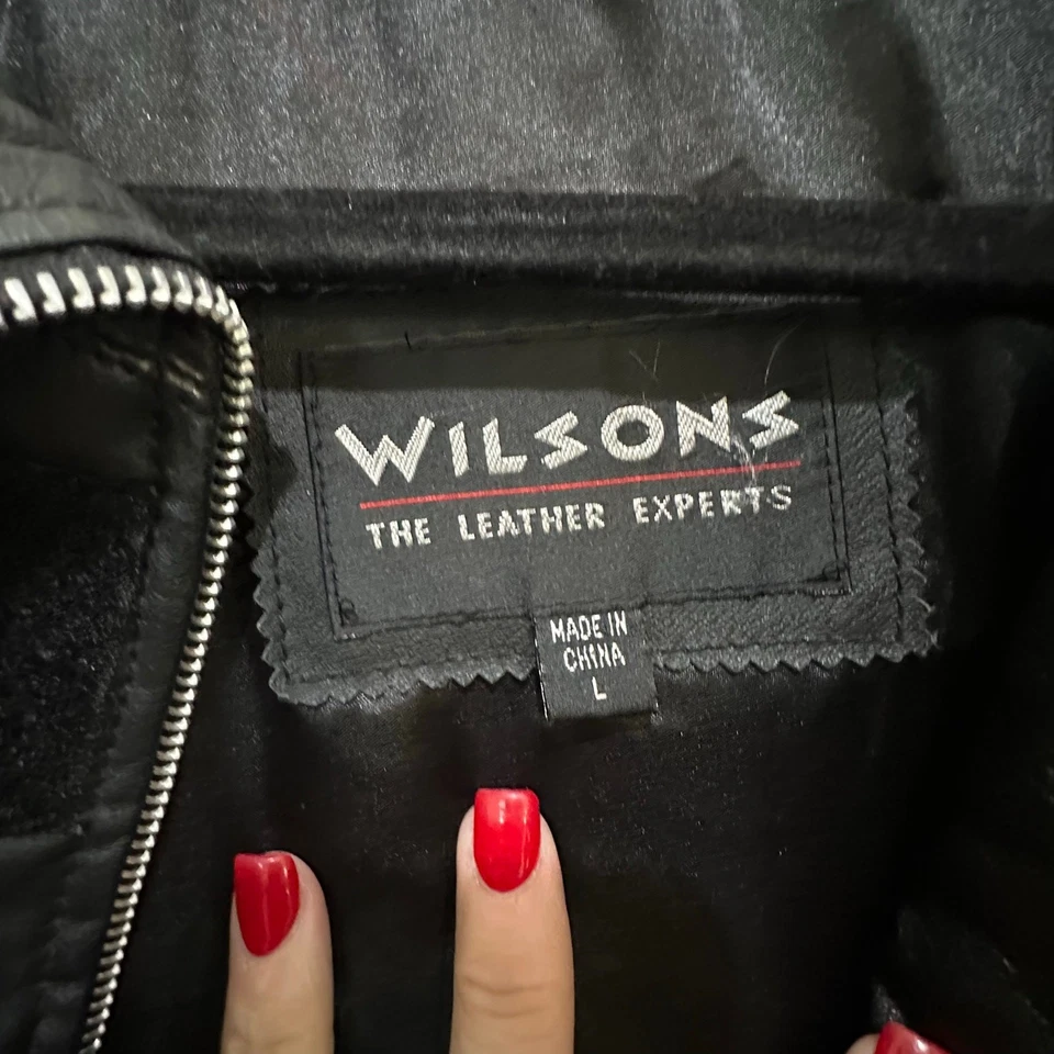 复古 Wilsons The Leather Experts 男式皮革拉链摩托车夹克,尺寸 L — 第 4/4 张图片