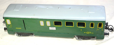 HORNBY éch 0-VOITURE MIXTE (VOYAGEURS 1 cl + BAGAGES)+ RARE ECLAIRAGE d'origine
