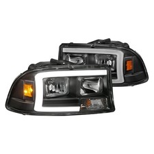 For Dodge Durango 98-03 Headlights Plank Style Driver Passenger Side Black Led