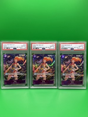 2025 One Piece Card Game Nami #070 Premium BS Vol.4 PSA 10 Sequential Lot of 3