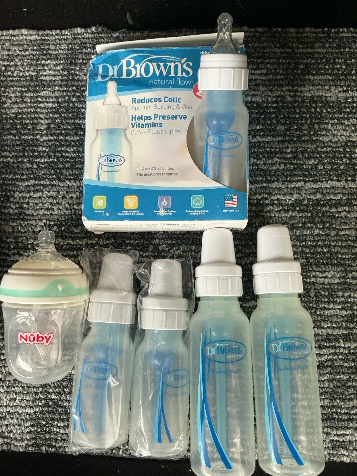 Dr. Brown's Natural Flow Anti-Colic Baby Feeding，Baby Bottles，blue bottle lot 6