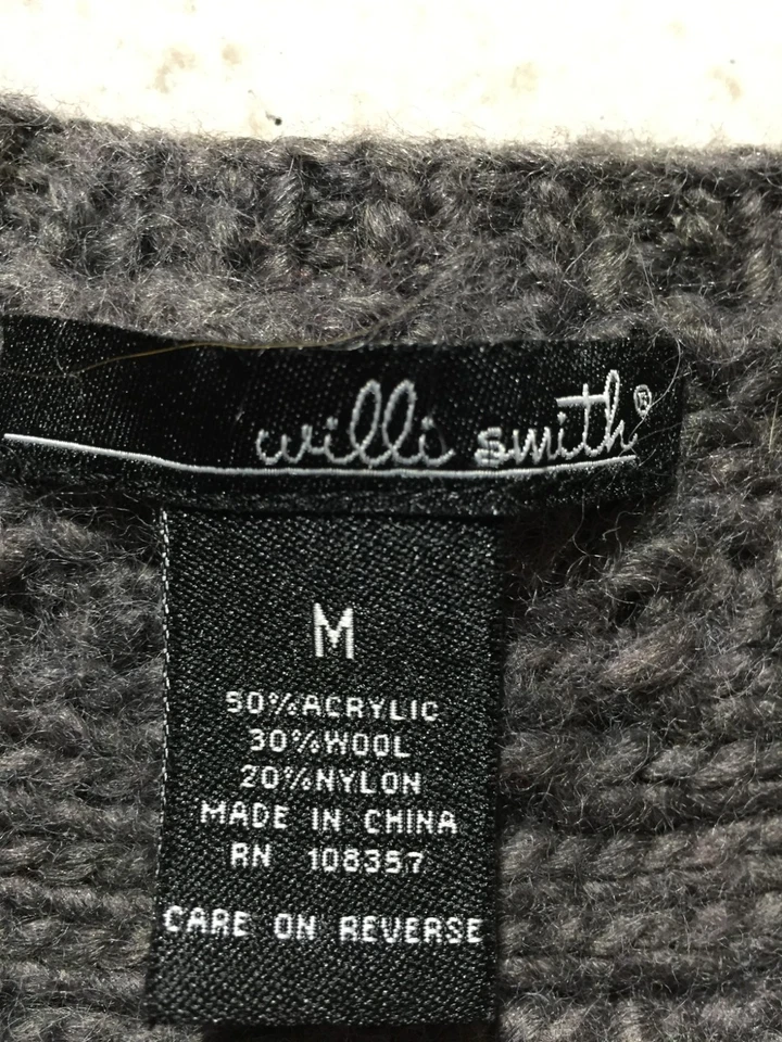 Willi Smith Wool Blend Sweater Womens M Medium Charcoal Gray Textured Chunky - Image 3 of 4