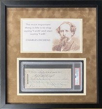 Charles Dickens Signed 1860 Check - PSA Encapsulated