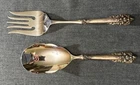 Wallace Sterling Grande Baroque 2 Piece Serving Set Salad Bowl Fork Rice Spoon
