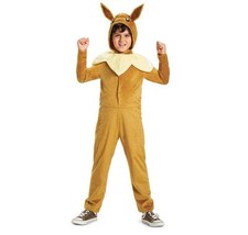 Eevee Pokemon Kids Costume Pokemon Hooded Jumpsuit with Ears Size XX Large 14-16
