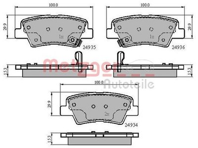 Original METZGER Bremsbelagsatz Scheibenbremse 1170863 für Hyundai KIA