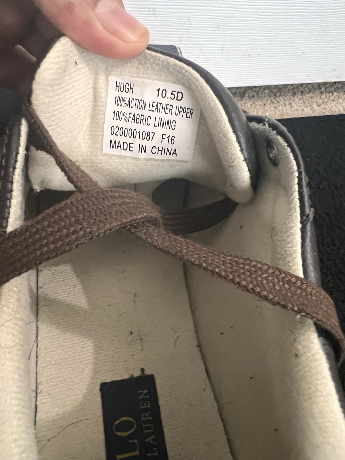 Polo Ralph Lauren HUGH pelle marrone taglia 10 5 D uomo sneakers basse pony