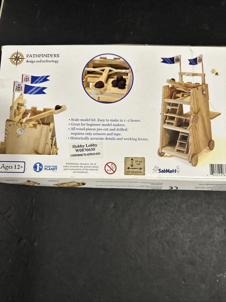 Pathfinders Medieval Siege Engine Series Tower with Catapult Wood Kit - (14yr+) - Image 3 of 4