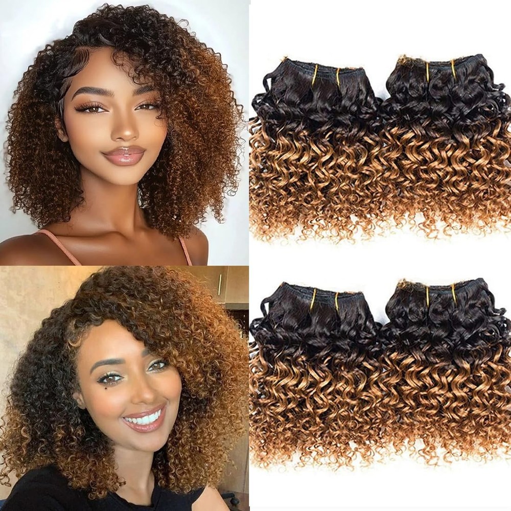 Kinky Curly Bundles Human Hair 4 Bundles Curly Bundles Human Hair 1B/30 Color Af Kinky Curly Bundles Human Hair 4 Bundles Curly Bundles Human Hair 1B/30 Color Af