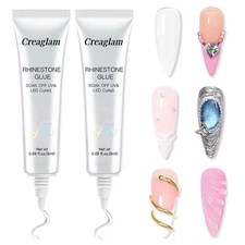 Rhinestone Glue for Nails - 2 Pack Super Strong Gel Adhesive for Nail Art Decora