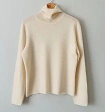 Saks Fifth Avenue Woman's Cashmere Sweater ivory Sz XL Turtleneck