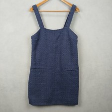 Abercrombie & Fitch Tweed Mini Dress Women 8/M Navy Blue Lined Cotton Sleeveless