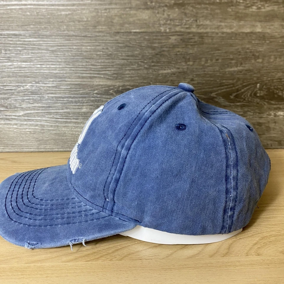Gorra Husqvarna con correa trasera azul bordada envejecida descolorida para hombre Foto 4 de 4