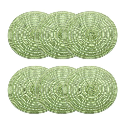Runde, geflochtene Tischsets, 17,8 cm, rutschfest runde Tischsets, Grün, 6 Stück - Bild 1 von 4