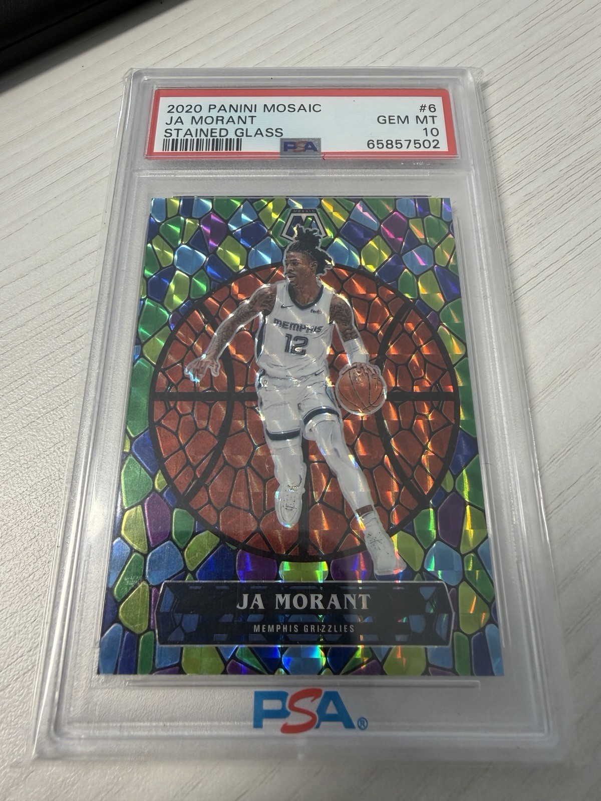 2020 Panini Mosaic Ja Morant Stained Glass PSA 10