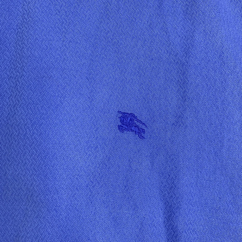 Burberry Brit Shirt Mens 4XL Blue Linen Cotton Button Down Plaid Trim Casual - Image 4 of 4