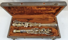 1928 C. G. CONN 624N-B "ARMORED" Bb SILVER METAL CLARINET ELKHART VINTAGE RARE