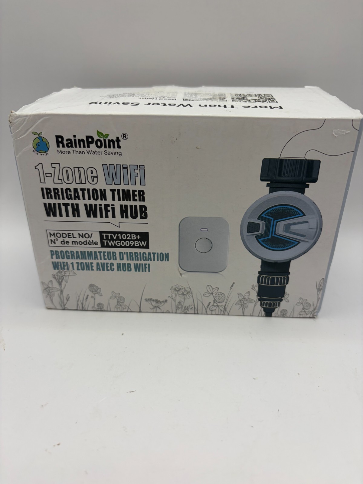 RainPoint Bluetooth Sprinkler Timer Controller With WiFi Hub - TTV102B+TWG009BW