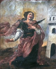 Catholic print picture -  St. Barbara R -  8" x 10" ready to be framed