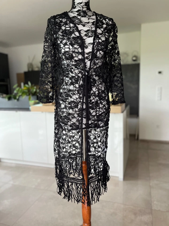 NEU! HEINE Kimono Bademantel Strandmantel Spitzen Cover Up Wickel Mantel Witt - Bild 3 von 4