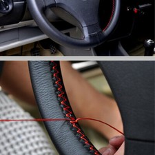 Pu Leather Car Steering Wheel Cover For Good Grip Auto Accessories 15 Black-red