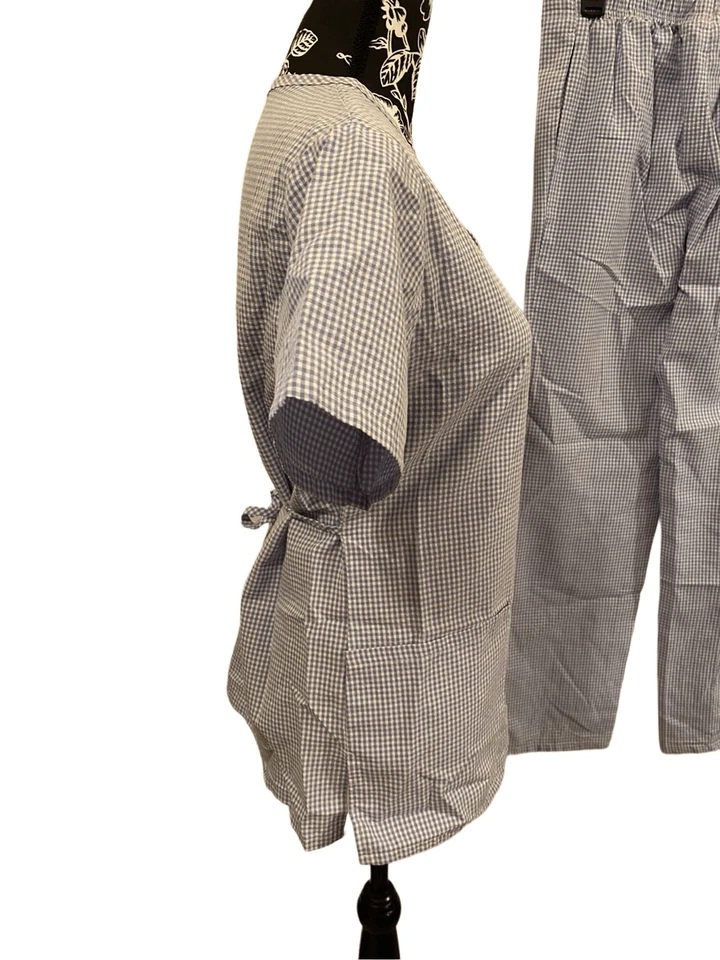 Conjunto de Top Médico y Pantalones a Cuadros Azul Bebé Los Angeles Rose Uniforme Ropa de Trabajo Oc Foto 3 de 4