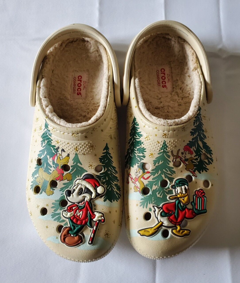 Christmas Mickey Mouse and Friends Adult Lined Clogs Crocs 