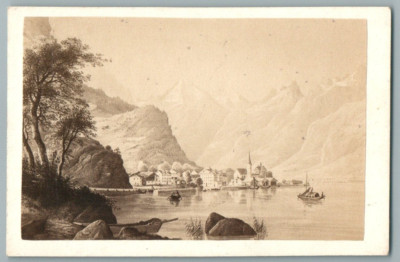 CDV SCHWEIZ FLÜELEN 1860er FOTO KELLER IN ZÜRICH NACH ZEICHNUNG FOTO SCHWEIZ