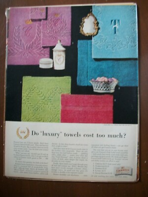 VTG 1953 Original Magazine Ad Cannon Towels Do Luxury Towels Cost Too Much?