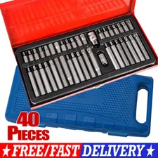 40Pcs Drive Male Female Torx Torque Tork Star Bits Chrome Sockets Set with Case