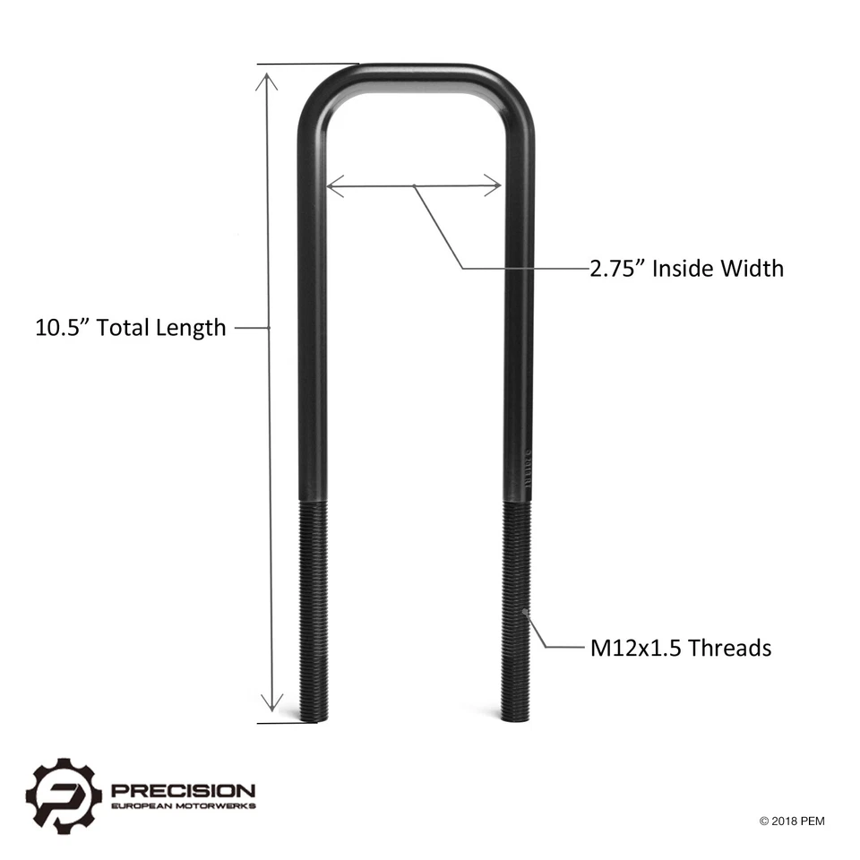 Leaf Spring Axle Black U-Bolt for Chevy GMC Trucks | 10.5" Length | 2.75" Width - Imagem 2 de 4