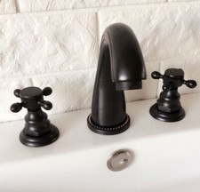 Black Oil Brass Bathroom Basin Faucet Widespread Vanity Sink Mixer Tap shg061