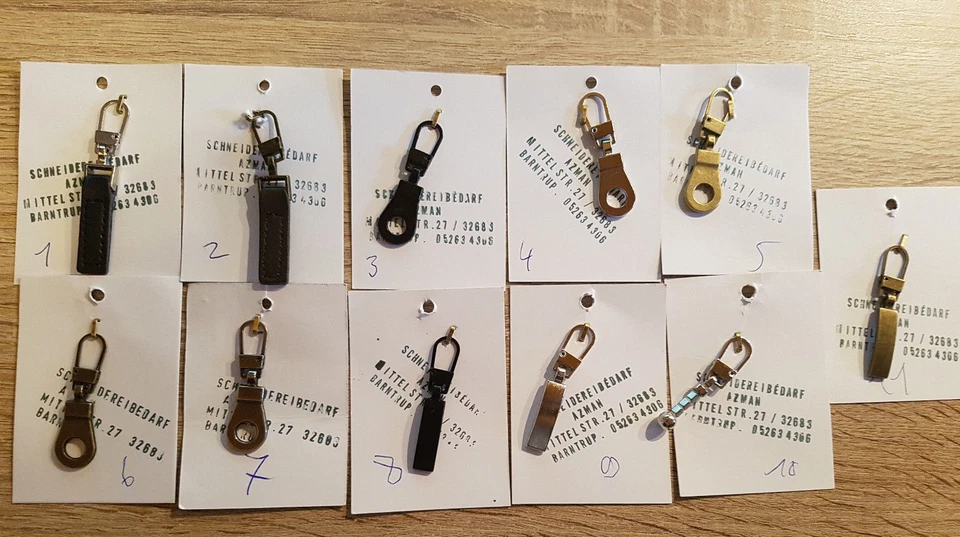 MARKENLOS 5 x Qualitäts Reißverschluss Zipper Ersatz Schiebegriff Auswahl (2,78€Stück)