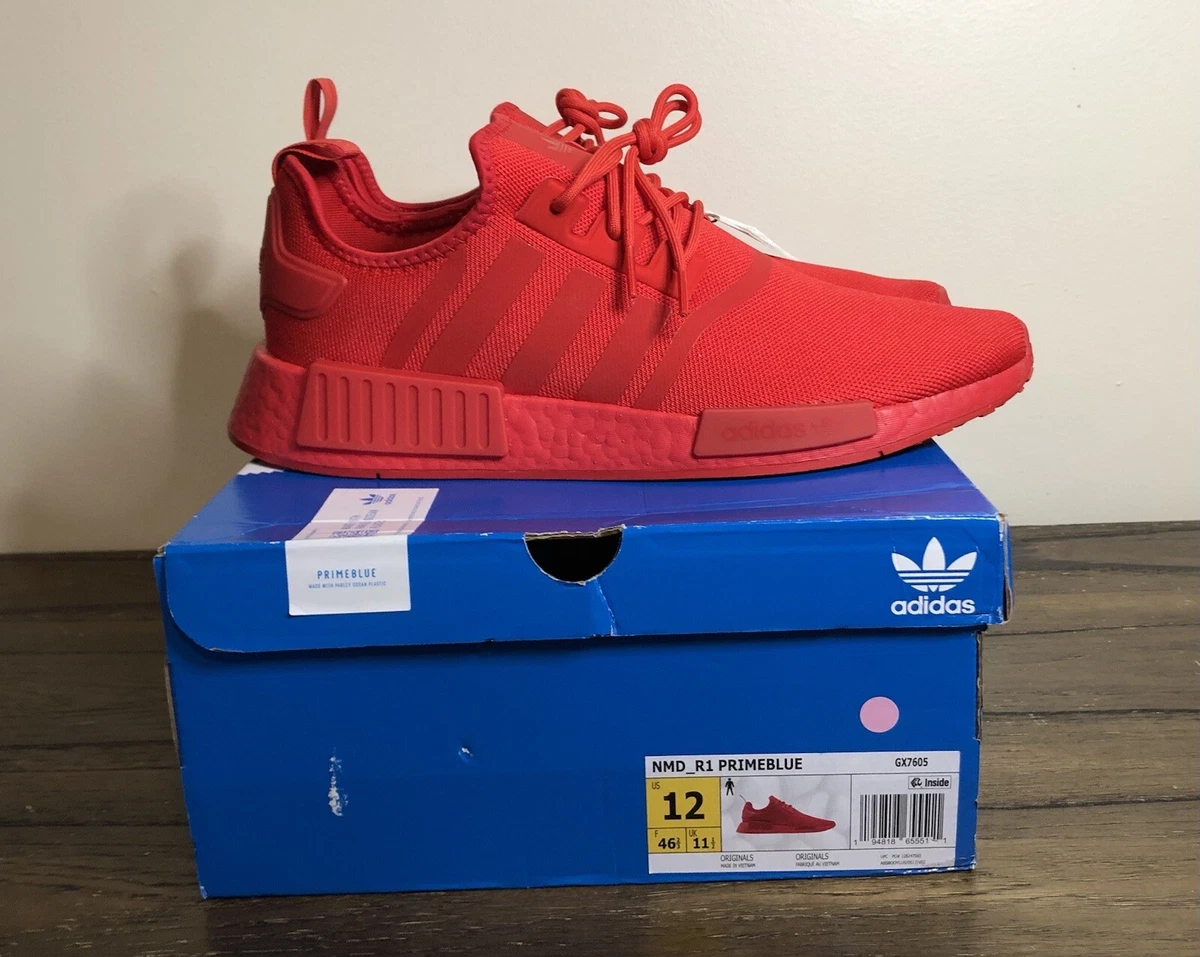 shabby efterskrift I mængde Adidas NMD R1 PrimeBlue (GX7605) Men's Size 12 Triple Red | eBay