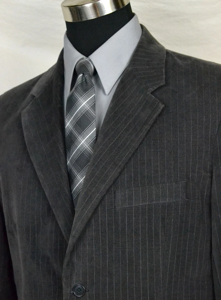 Abrigo deportivo de algodón suave a rayas gris felpa (talla 42L) de: Co Op Barneys New York Foto 2 de 4