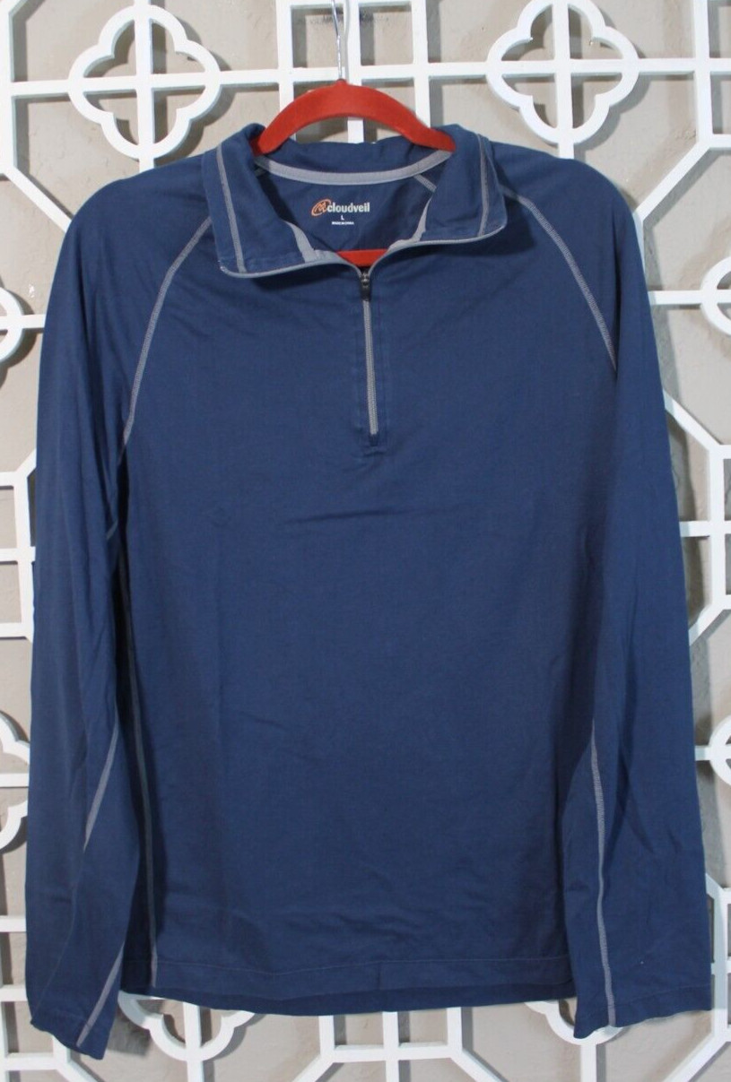 Cloudveil Pullover Mens L Large Blue Quarter Zip … - image 1