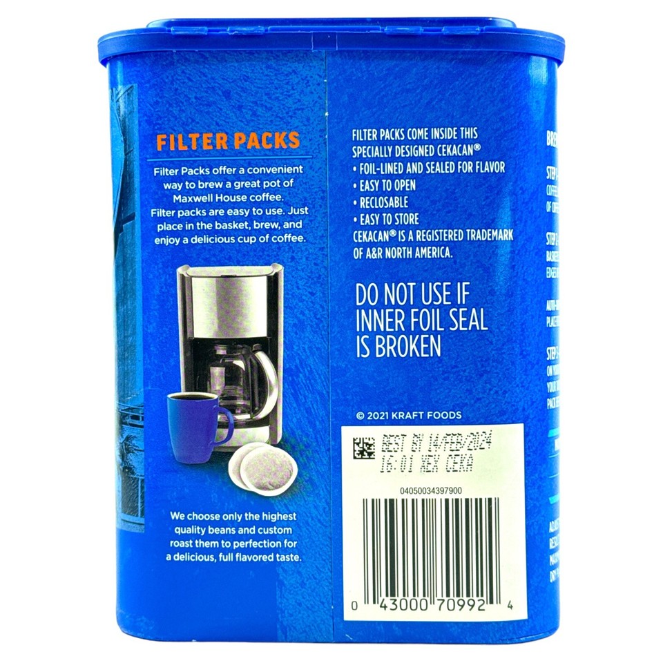 Maxwell House Ground Coffee Filter Packs, 10 ct (Pack of 4) EXPIRED 02/