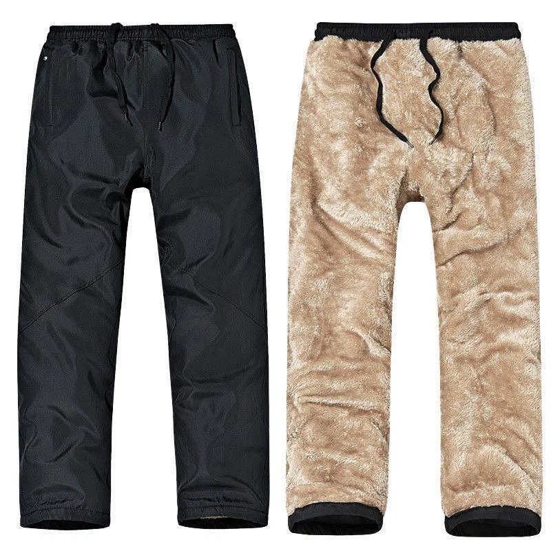 Mens Winter Casual Fleece Lined Pants Thick Warm Loose Long Outdoor Trousers New
