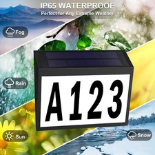 Solar Powered LED Light Sign House Street Door Address Plaque Number Plate Lamp