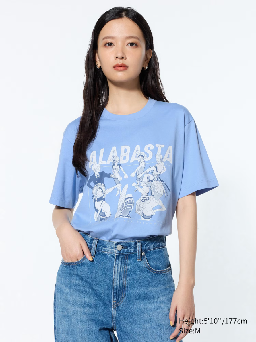 Uniqlo Blue ONE PIECE Anime 25th Short Sleeve Alabasta Sizes: XS