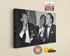 Rat Pack Canvas Print Black White Movie Actors Wall Art Home Decor