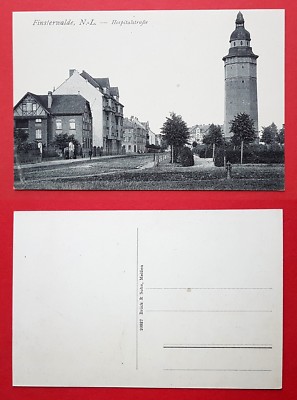 Postcard Finsterwalde around 1910 Hospitalstrasse with tower (30239