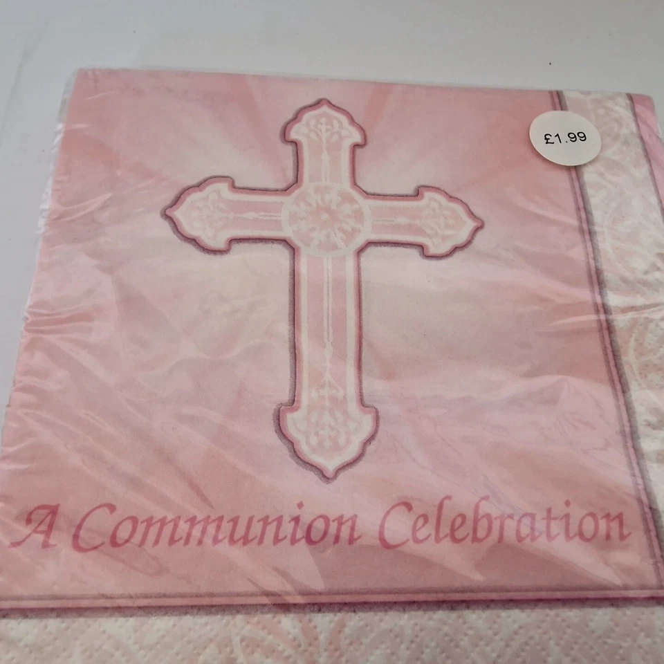 16 x 1st First Holy Communion Radiant Cross Party Serviettes/Napkins - Pink - Image 2 of 4