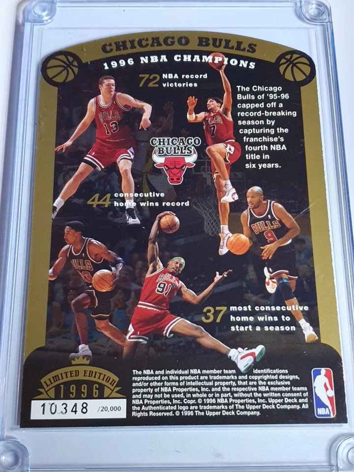 1996 Upper Deck Chicago Bulls "Campeones de la NBA 1996"/20000 Jumbo Troquelado - Jordan Foto 4 de 4