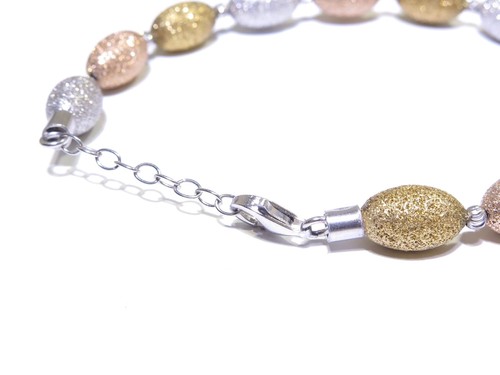 Hermoso brazalete de bloqueo extensor de cuentas estilo brillo elegante plata .925 para dama - Imagen 3 de 5