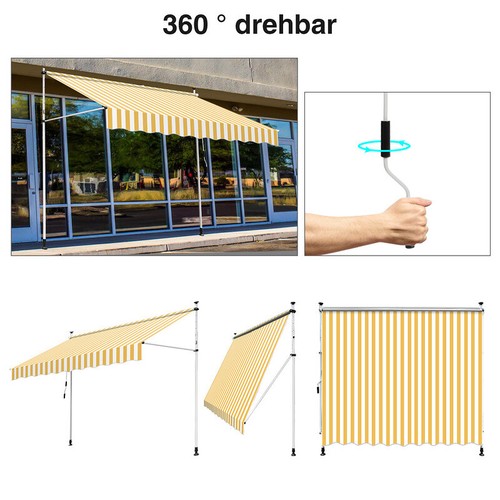 Markise mit LED Sonnendach Terrassenmarkise Klemmmarkise Sonnenschutz 1.5-4M - Bild 5 von 16